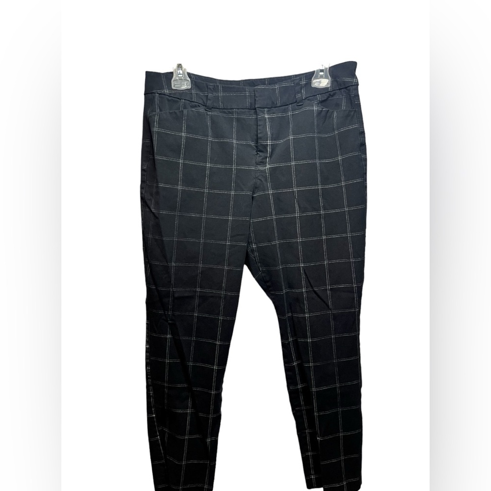 Old Navy Pixie High Waited Work Pants Skinny Cut Black and White Grid